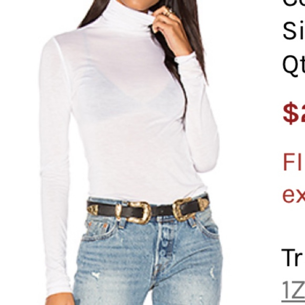 Twenty XS white fine turtleneck tee top NWT